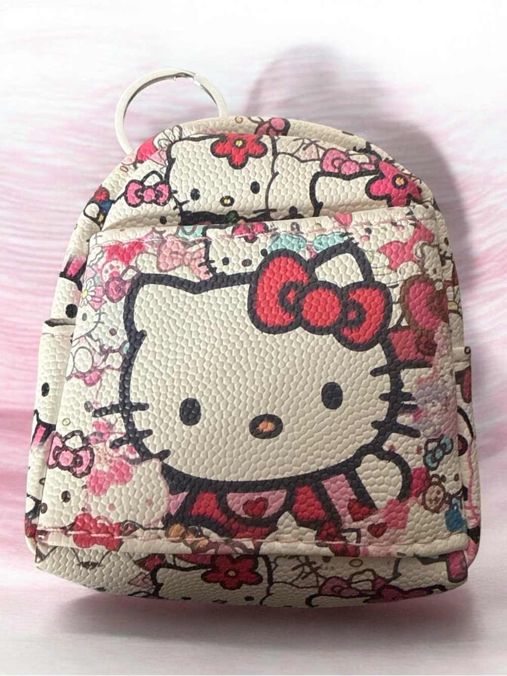 Hello Kitty Cream, Pink and Red Mini Backpack Keychain Pouch New